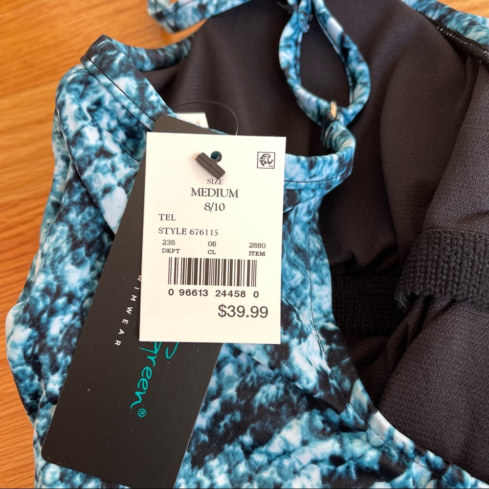 Aqua Green One Piece Swimsuit NWT - Picture 6 of 10